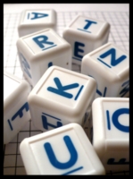 Dice : Dice - Game Dice - Boggle Hollow White With Blue Letters Variant - Resale Shop Apr 2010